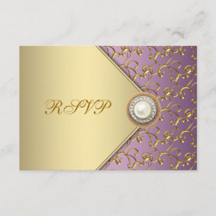 Elegant lila och guld RSVP-mall OSA Kort