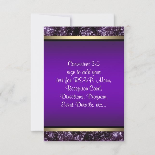Elegant lila och guld RSVP OSA Kort (Framsida)