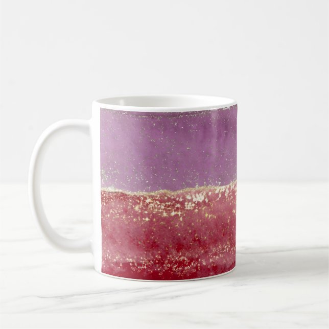 Elegant lila och guldglitter kaffemugg (Vänster)