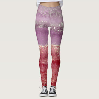 Elegant lila och guldglitter leggings