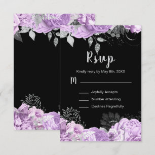 Elegant Lila och Silver Blommor Sweet Sixteen OSA Kort