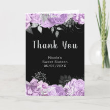 Elegant Lila och Silver Blommor Sweet Sixteen