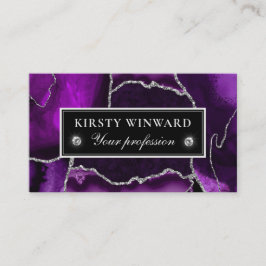 Elegant Lila och Silver Glitter Marble Agate Visitkort