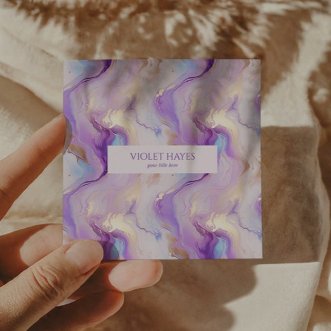 Elegant Lila och turkos Marble Anpassningsbar Fyrkantigt Visitkort (Skapare uppladdad)