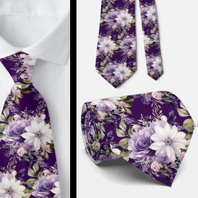 Elegant Lila och vit Blommigt Slipsar (Skapare uppladdad)