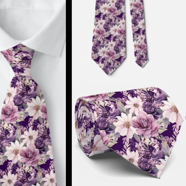 Elegant Lila och vit Blommigt Slipsar (Skapare uppladdad)