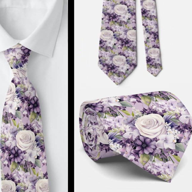 Elegant Lila och vit Blommigt Slipsar (Skapare uppladdad)
