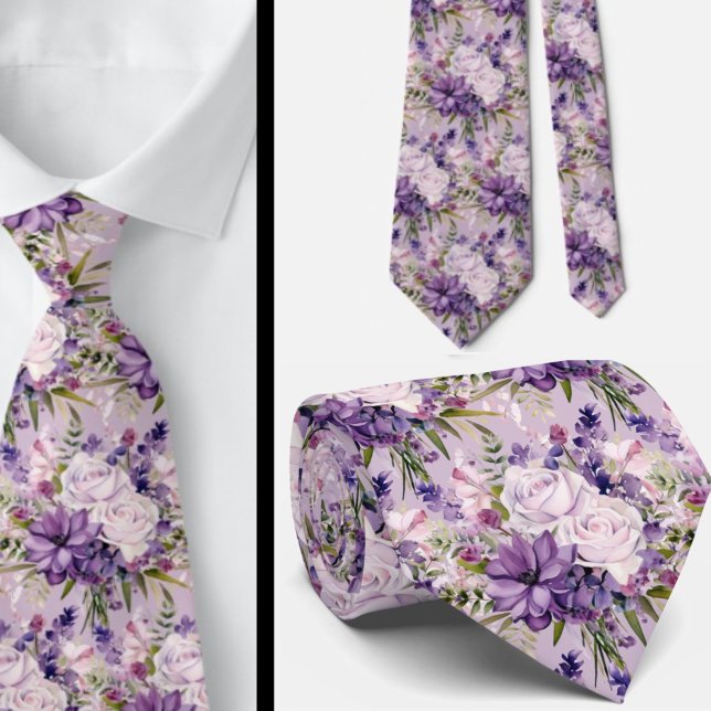 Elegant Lila och vit Blommigt Slipsar (Skapare uppladdad)