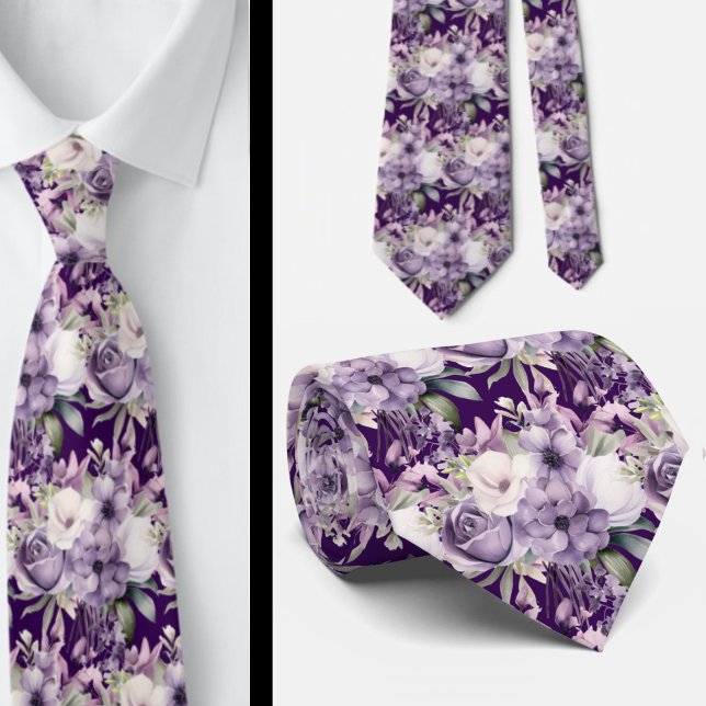 Elegant Lila och vit Blommigt Slipsar (Skapare uppladdad)