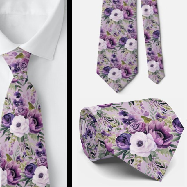 Elegant Lila och vit Blommigt Slipsar (Skapare uppladdad)