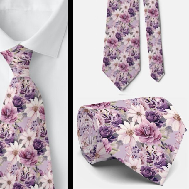 Elegant Lila och vit Blommigt Slipsar (Skapare uppladdad)