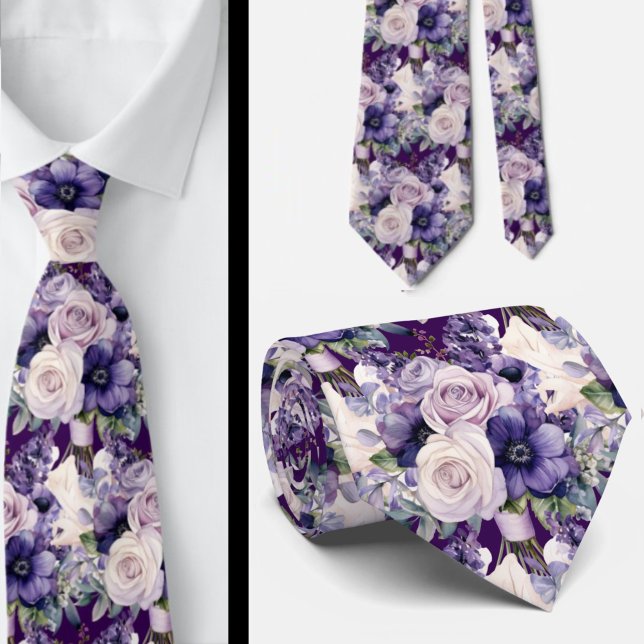 Elegant Lila och vit Blommigt Slipsar (Skapare uppladdad)