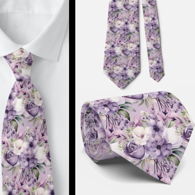 Elegant Lila och vit Blommigt Slipsar (Skapare uppladdad)