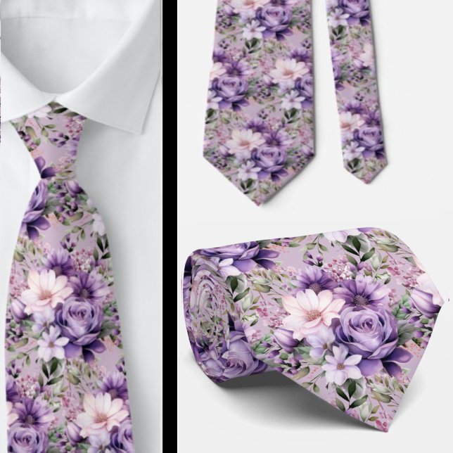 Elegant Lila och vit Blommigt Slipsar (Skapare uppladdad)