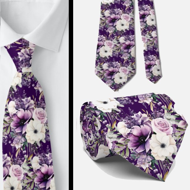 Elegant Lila och vit Blommigt Slipsar (Skapare uppladdad)