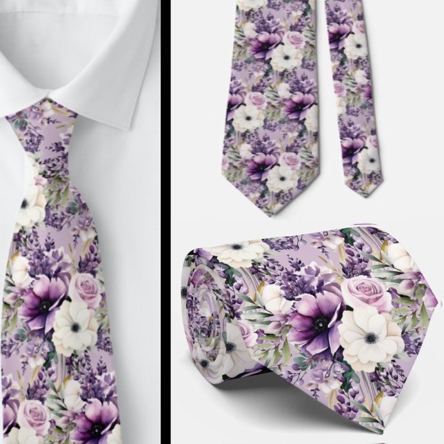 Elegant Lila och vit Blommigt Slipsar (Skapare uppladdad)
