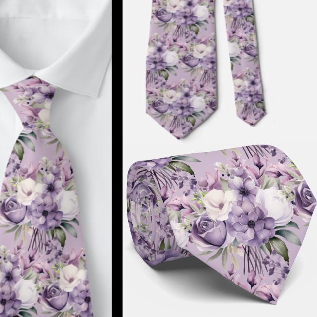 Elegant Lila och vit Blommigt Slipsar (Skapare uppladdad)