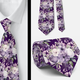 Elegant Lila och vit Blommigt Slipsar