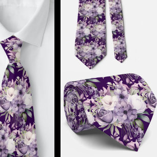 Elegant Lila och vit Blommigt Slipsar