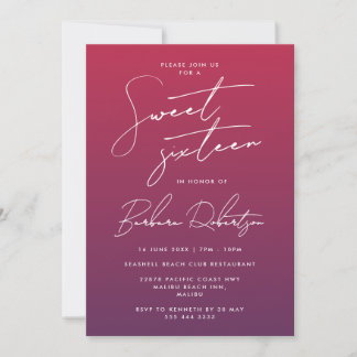 Elegant Lila Ombre-Sweet sixteen Inbjudningar