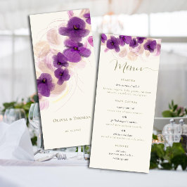 Elegant Lila Orchid God Calligraphy Chic Bröllop Meny