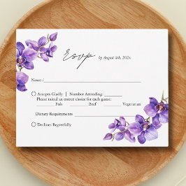 Elegant Lila Orchid-skript bröllop OSA Kort