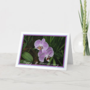 Elegant Lila Orchids andra Bröllop-årsdagen Kort