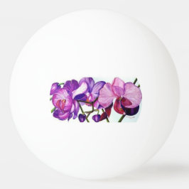 Elegant lila orkidé blomsterpingisbord pingisboll