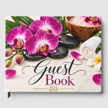 Elegant lila orkidé Spa Gästbok Design