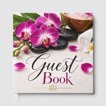 Elegant lila orkidé Spa Gästbok Design