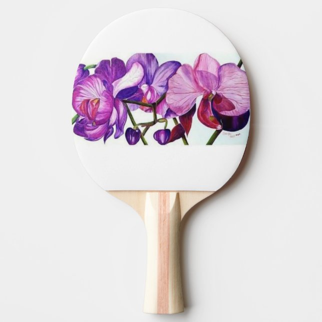 Elegant lila orkidéblommig pingisbord pingisracket (Framsidan)
