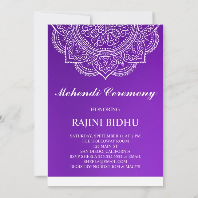 Elegant Lila Paisley Indian Mehndi Ceremony (Framsida)