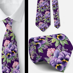 Elegant Lila Pansies Pansy Blommigt Slipsar