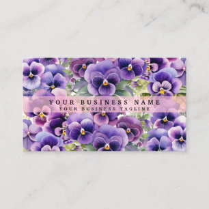 Elegant Lila Pansy Flowers Affärskort Visitkort