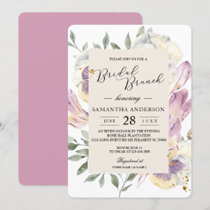 Elegant Lila & Pansy Watercolor Blommigt Ram Inbjudningar