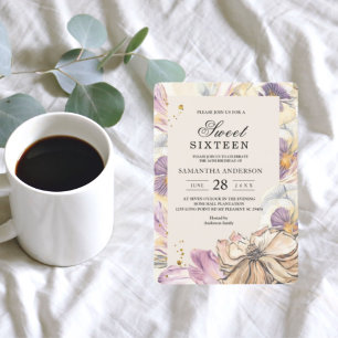 Elegant Lila & Pansy Watercolor Blommigt Ram Inbjudningar