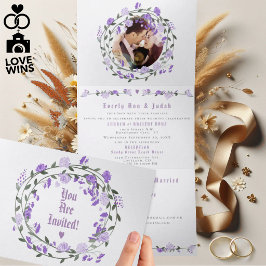 Elegant lila påsklilja blommande vigsel Tri-Fold
