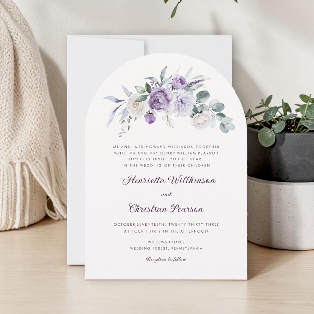 Elegant lila påsklilja bröllopsinbjudan inbjudningar (Skapare uppladdad)