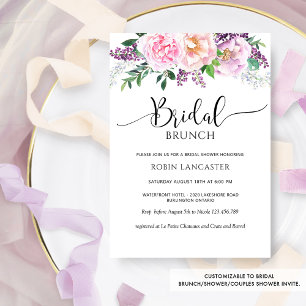 Elegant Lila Pastel Blommigt Möhippa /Brunch Inbjudningar