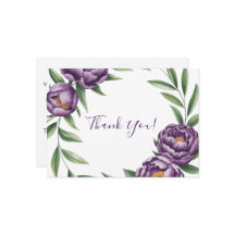 Elegant Lila Peonies Bröllop - tack för ditt kort