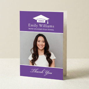 Elegant Lila Personlig Studenten Photo Tack Kort