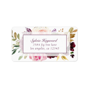 Elegant Lila Plum Blommigt Business Returadress Adressetikett