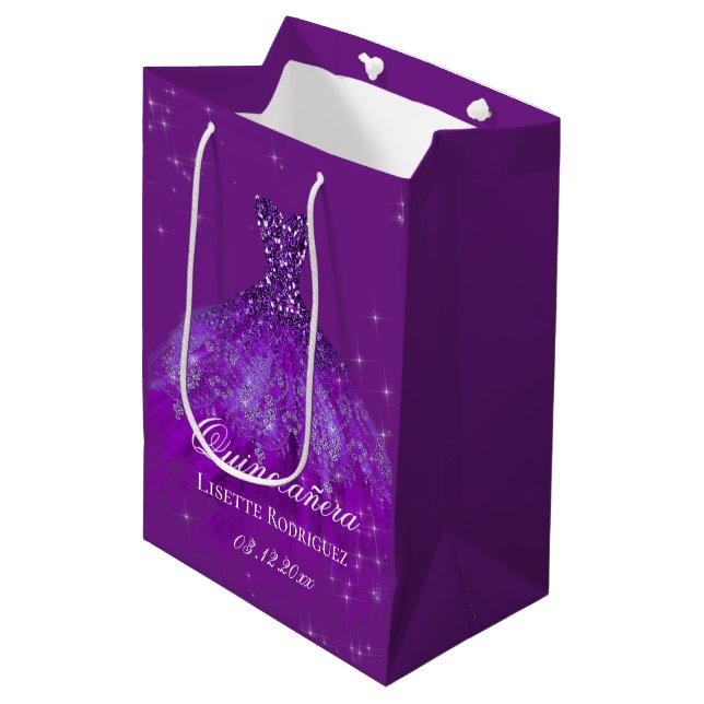 Elegant Lila Quinceanera Anpassningsbar Gift Bag (Framsidan Vinklad)