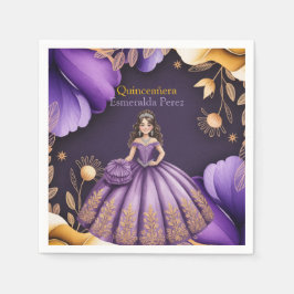 Elegant Lila Quinceañera Girl Illustration Pappersservett