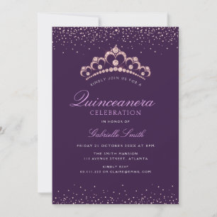 elegant lila Quinceanera-inbjudan Inbjudningar