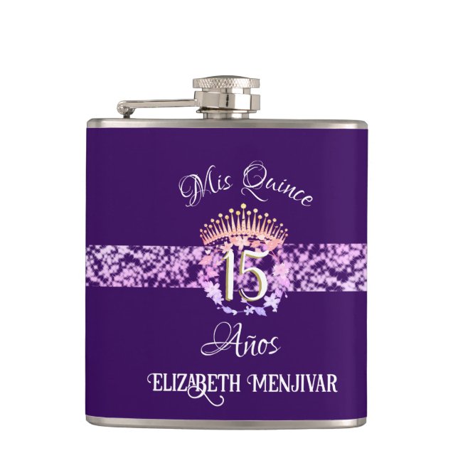 Elegant Lila Quinceañera Spanska Fickplunta (Framsidan)