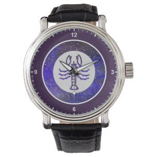 Elegant Lila Ram Anpassningsbar Zodiac Sign Galaxy Armbandsur