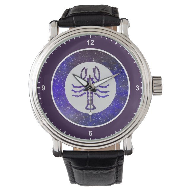 Elegant Lila Ram Anpassningsbar Zodiac Sign Galaxy Armbandsur (Framsida)
