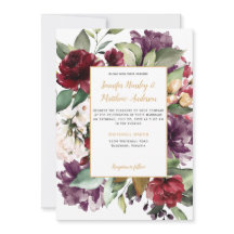 Elegant Lila Red Guld Blommigt Explosion Bröllop