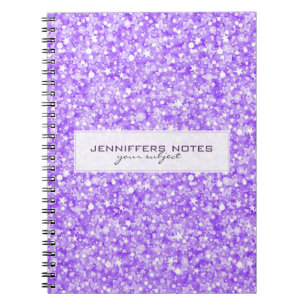 Elegant Lila Retro Glitter & Sparkles Anteckningsbok Med Spiral